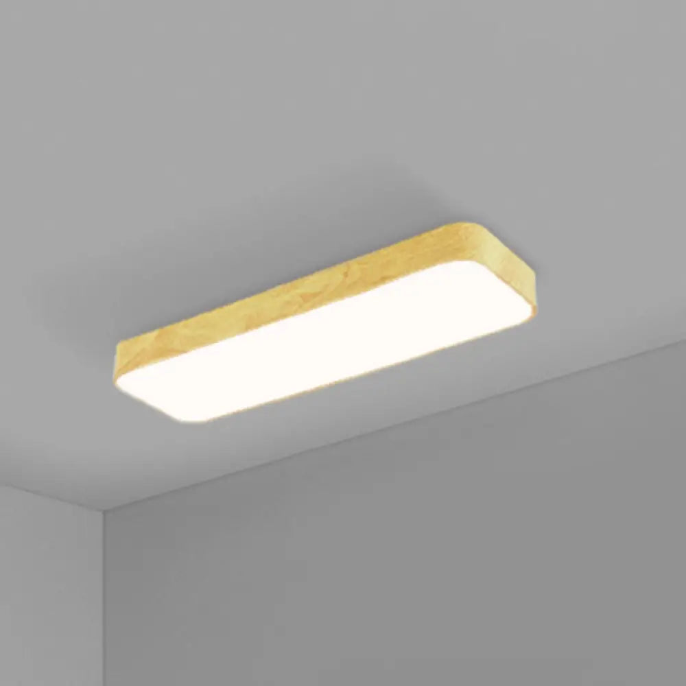 DecorBites™ DecorBites™ Minimalistic LED Aluminum Flush Mount Ceiling Light with Light-Wood Grain Rectangle Design