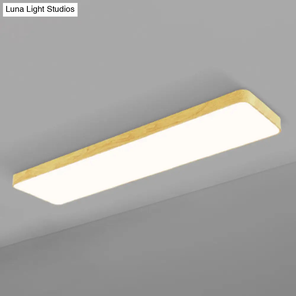 DecorBites™ DecorBites™ Minimalistic LED Aluminum Flush Mount Ceiling Light with Light-Wood Grain Rectangle Design