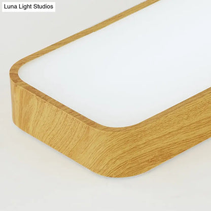DecorBites™ DecorBites™ Minimalistic LED Aluminum Flush Mount Ceiling Light with Light-Wood Grain Rectangle Design