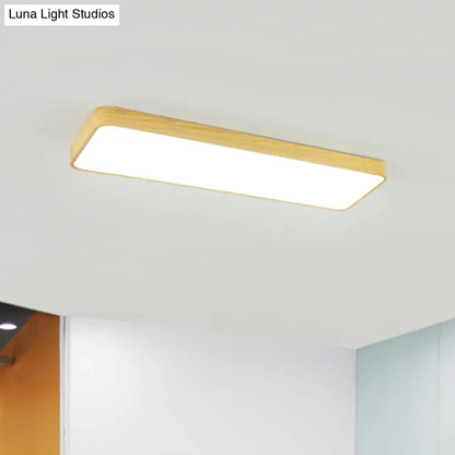 DecorBites™ DecorBites™ Minimalistic LED Aluminum Flush Mount Ceiling Light with Light-Wood Grain Rectangle Design