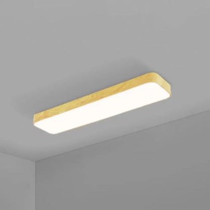 DecorBites™ DecorBites™ Minimalistic LED Aluminum Flush Mount Ceiling Light with Light-Wood Grain Rectangle Design