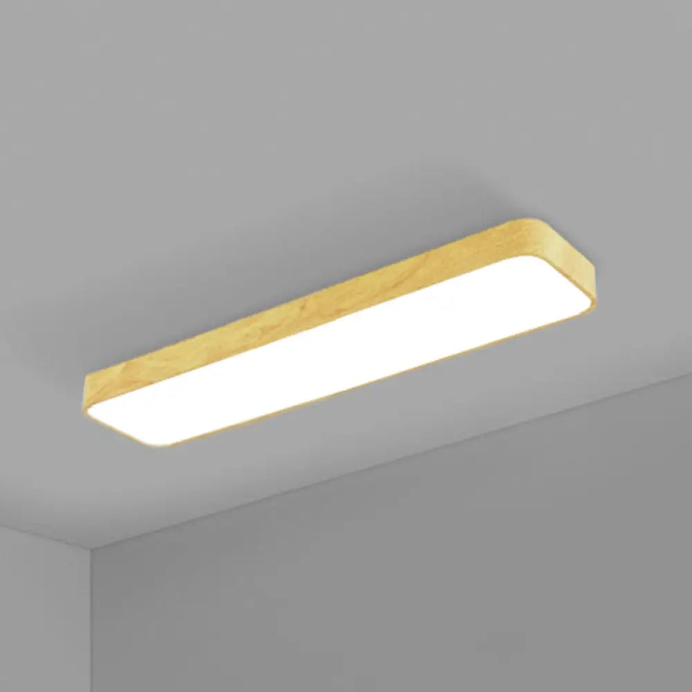 DecorBites™ DecorBites™ Minimalistic LED Aluminum Flush Mount Ceiling Light with Light-Wood Grain Rectangle Design