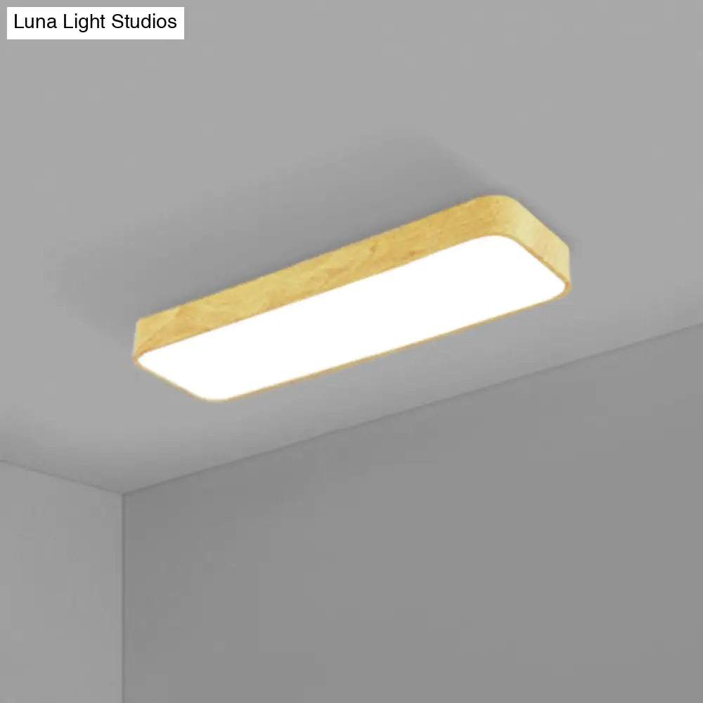 DecorBites™ DecorBites™ Minimalistic LED Aluminum Flush Mount Ceiling Light with Light-Wood Grain Rectangle Design