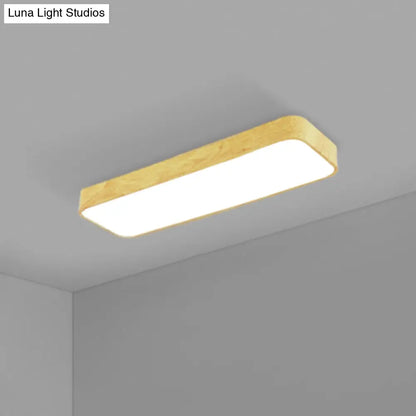 DecorBites™ DecorBites™ Minimalistic LED Aluminum Flush Mount Ceiling Light with Light-Wood Grain Rectangle Design