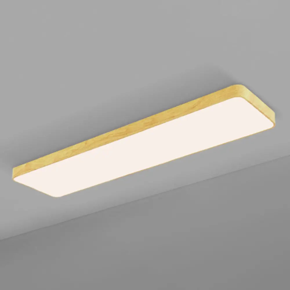 DecorBites™ DecorBites™ Minimalistic LED Aluminum Flush Mount Ceiling Light with Light-Wood Grain Rectangle Design