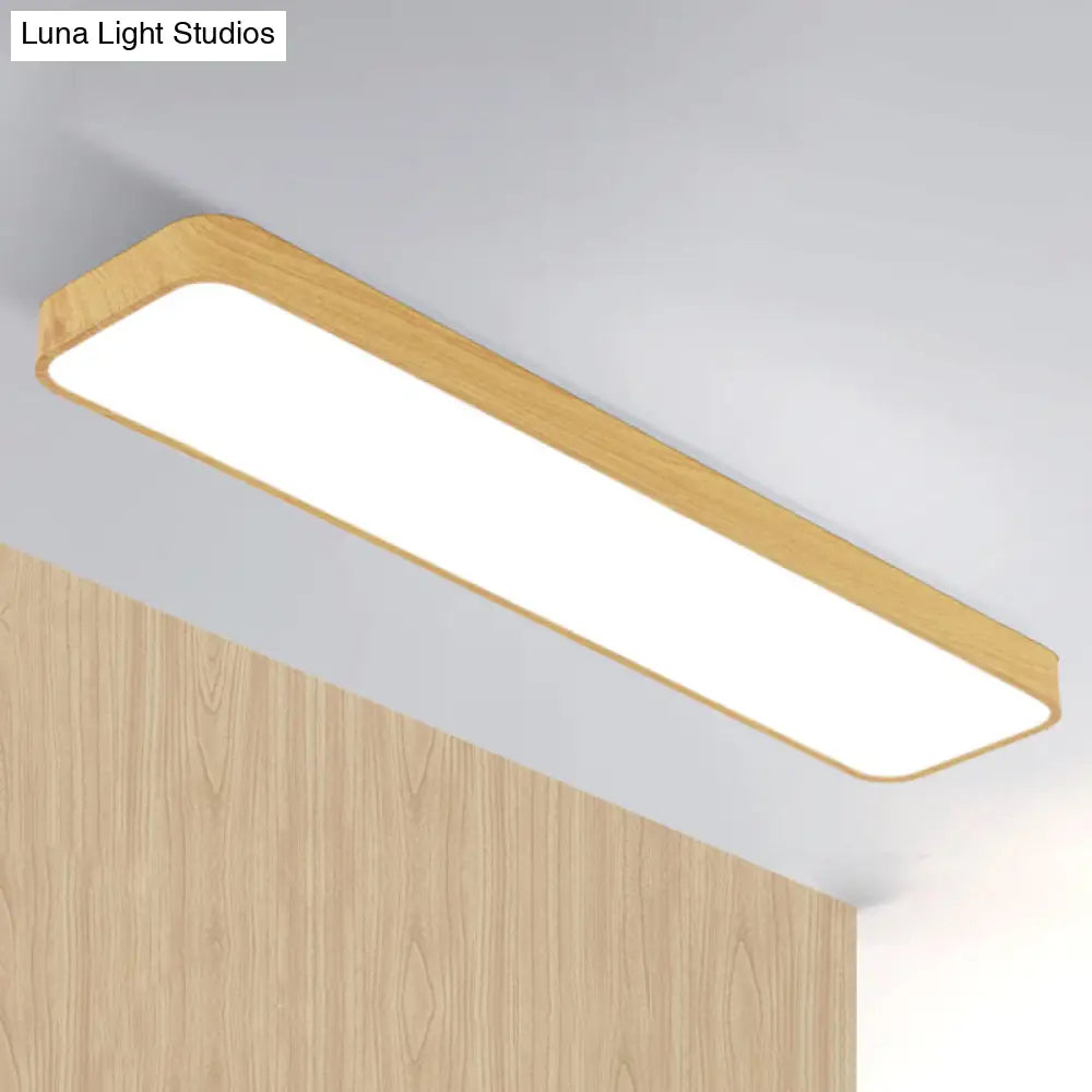 DecorBites™ DecorBites™ Minimalistic LED Aluminum Flush Mount Ceiling Light with Light-Wood Grain Rectangle Design