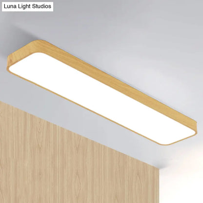 DecorBites™ DecorBites™ Minimalistic LED Aluminum Flush Mount Ceiling Light with Light-Wood Grain Rectangle Design