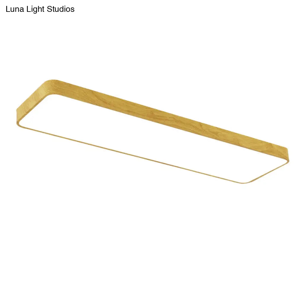 DecorBites™ DecorBites™ Minimalistic LED Aluminum Flush Mount Ceiling Light with Light-Wood Grain Rectangle Design