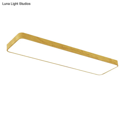 DecorBites™ DecorBites™ Minimalistic LED Aluminum Flush Mount Ceiling Light with Light-Wood Grain Rectangle Design