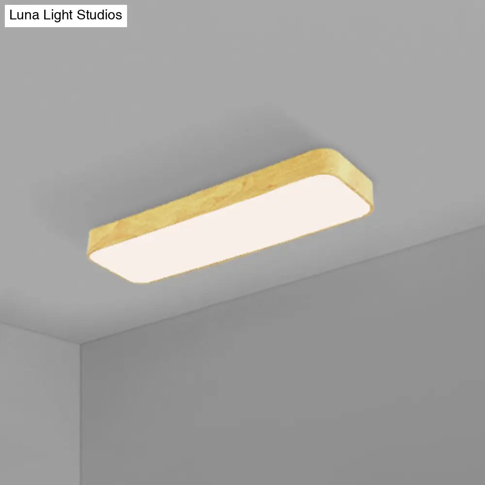 DecorBites™ DecorBites™ Minimalistic LED Aluminum Flush Mount Ceiling Light with Light-Wood Grain Rectangle Design