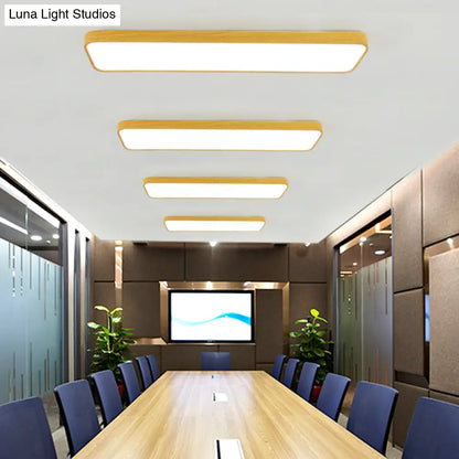 DecorBites™ DecorBites™ Minimalistic LED Aluminum Flush Mount Ceiling Light with Light-Wood Grain Rectangle Design