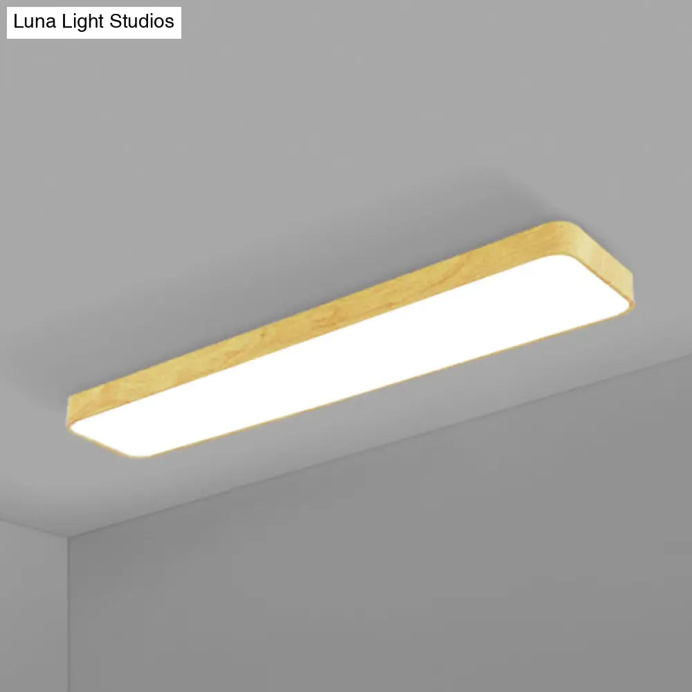 DecorBites™ DecorBites™ Minimalistic LED Aluminum Flush Mount Ceiling Light with Light-Wood Grain Rectangle Design