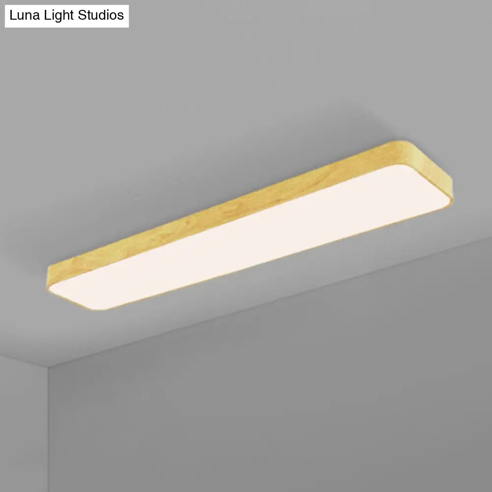 DecorBites™ DecorBites™ Minimalistic LED Aluminum Flush Mount Ceiling Light with Light-Wood Grain Rectangle Design
