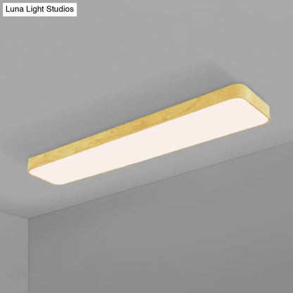 DecorBites™ DecorBites™ Minimalistic LED Aluminum Flush Mount Ceiling Light with Light-Wood Grain Rectangle Design