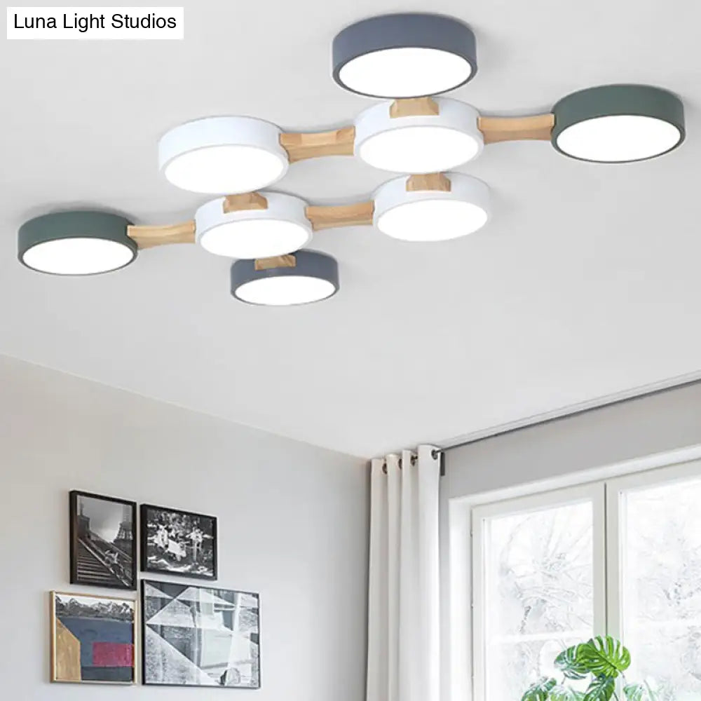 DecorBites™ DecorBites™ Minimalistic LED Ceiling Light Fixture - Wooden Flush Mount for Bedroom & Dining Room
