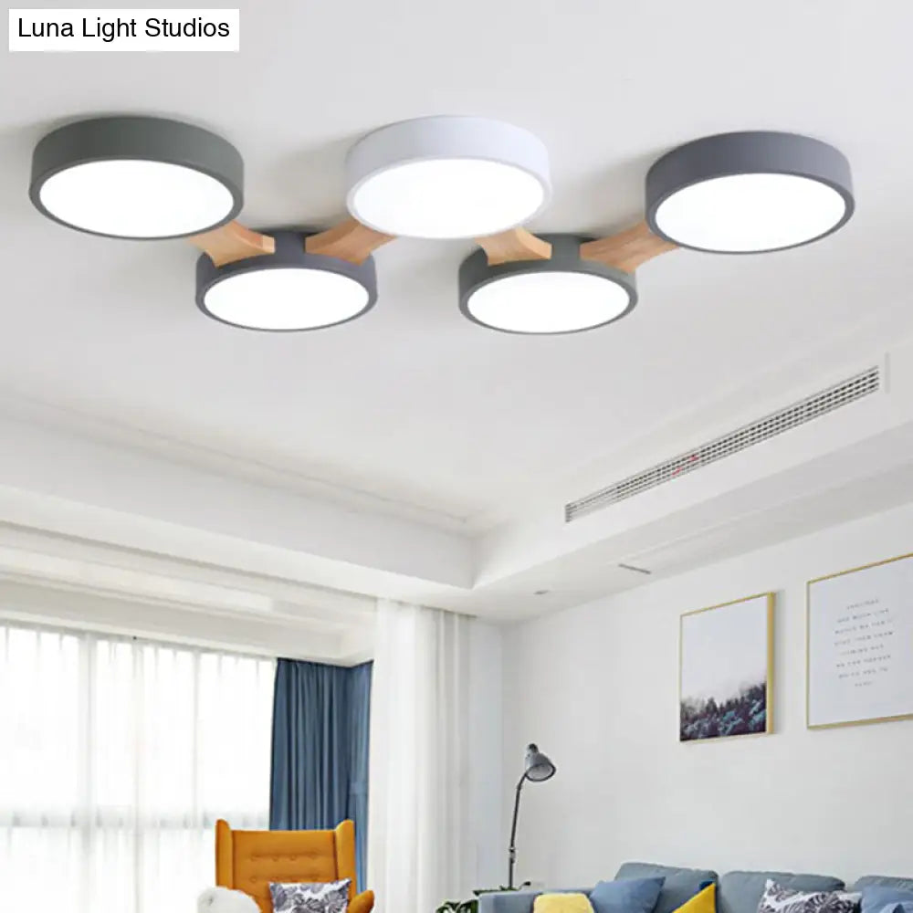 DecorBites™ DecorBites™ Minimalistic LED Ceiling Light Fixture - Wooden Flush Mount for Bedroom & Dining Room