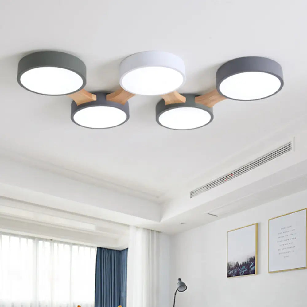 DecorBites™ DecorBites™ Minimalistic LED Ceiling Light Fixture - Wooden Flush Mount for Bedroom & Dining Room