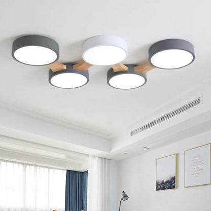 DecorBites™ DecorBites™ Minimalistic LED Ceiling Light Fixture - Wooden Flush Mount for Bedroom & Dining Room