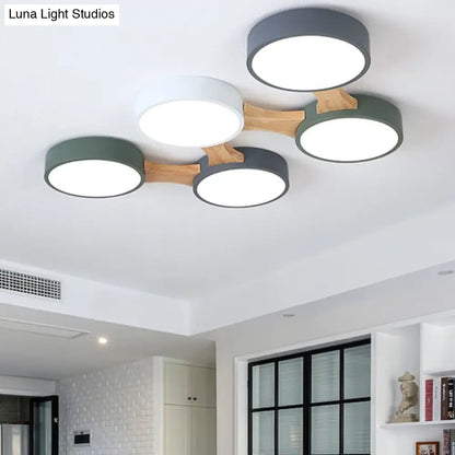 DecorBites™ DecorBites™ Minimalistic LED Ceiling Light Fixture - Wooden Flush Mount for Bedroom & Dining Room