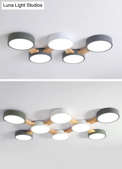 DecorBites™ DecorBites™ Minimalistic LED Ceiling Light Fixture - Wooden Flush Mount for Bedroom & Dining Room