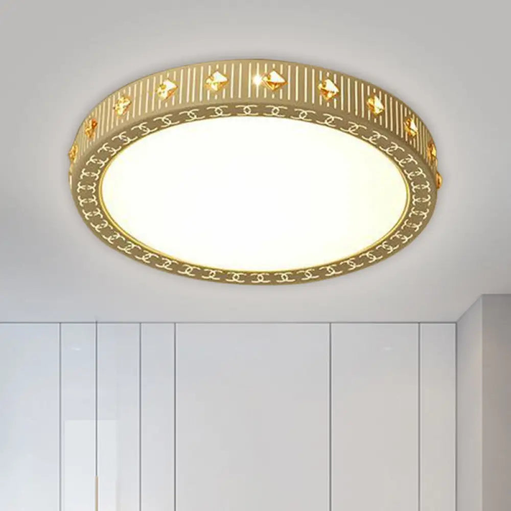 Lámpara de techo LED minimalista DecorBites™ con decoración de cristal – Lámpara redonda blanca metálica, 49,5 cm/60 cm de diámetro