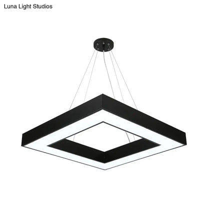 Minimalistic LED Hanging Ceiling Light: Square Chandelier Lighting for Office with Acrylic Shade