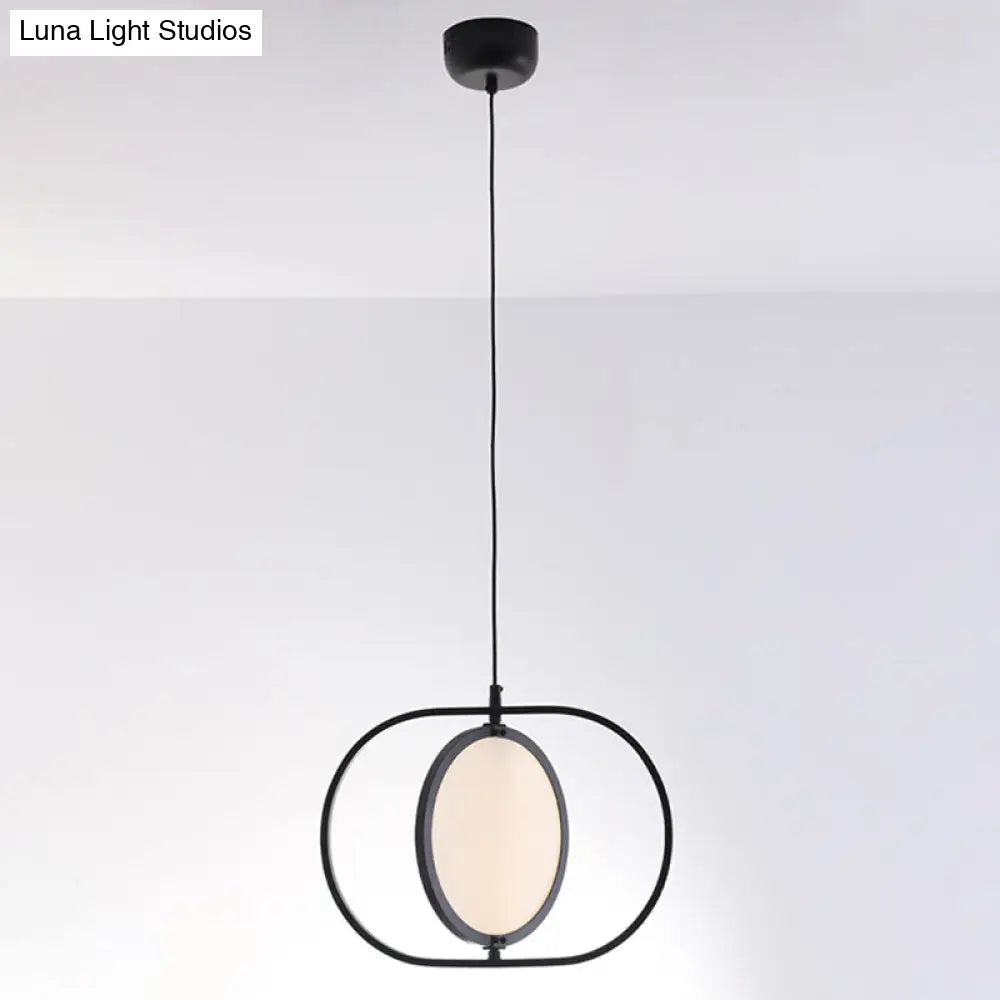 Minimalistic LED Pendant Lamp in Black for Bedside with Acrylic Shade