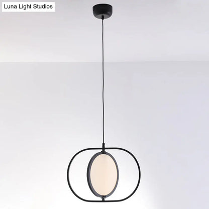 Minimalistic LED Pendant Lamp in Black for Bedside with Acrylic Shade