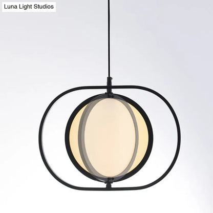 Minimalistic LED Pendant Lamp in Black for Bedside with Acrylic Shade