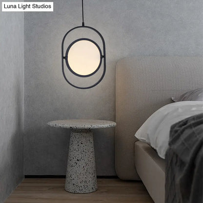 Minimalistic LED Pendant Lamp in Black for Bedside with Acrylic Shade