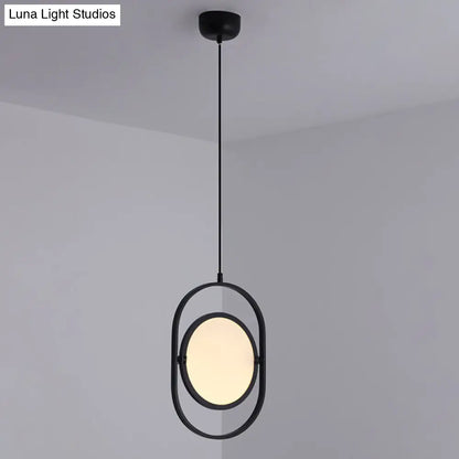 Minimalistic LED Pendant Lamp in Black for Bedside with Acrylic Shade