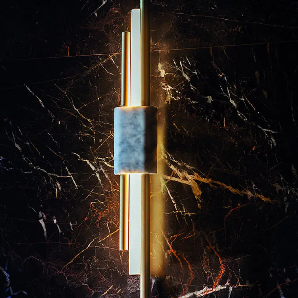 Aplique de pared LED minimalista DecorBites™ - Aplique rectangular de noche con detalles de mármol