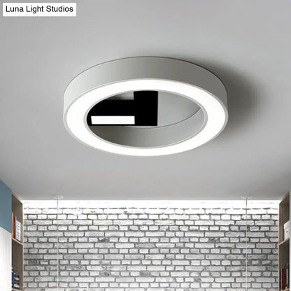 Lámpara de techo LED minimalista DecorBites™ de metal, con forma de reloj, en blanco y negro, ideal para el dormitorio.