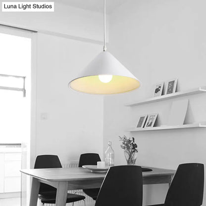 Minimalistic Metal Pendant Light for Dining Room - Conical Shape, 1 Head Hanging Fixture