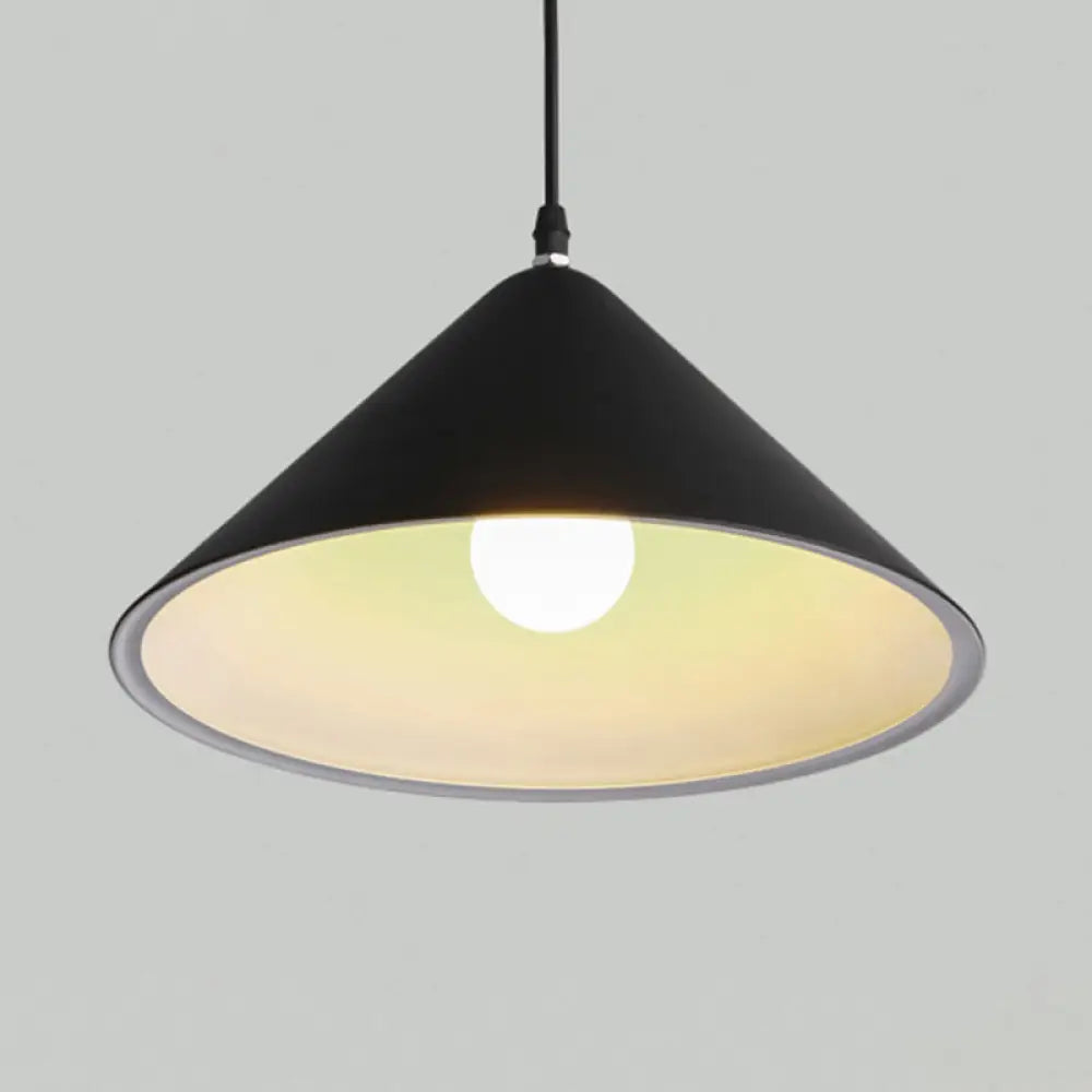 Minimalistic Metal Pendant Light for Dining Room - Conical Shape, 1 Head Hanging Fixture