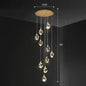 Minimalistic Multi Pendant Ceiling Light with Clear Faceted Crystal Gemstones - Perfect for Staircases