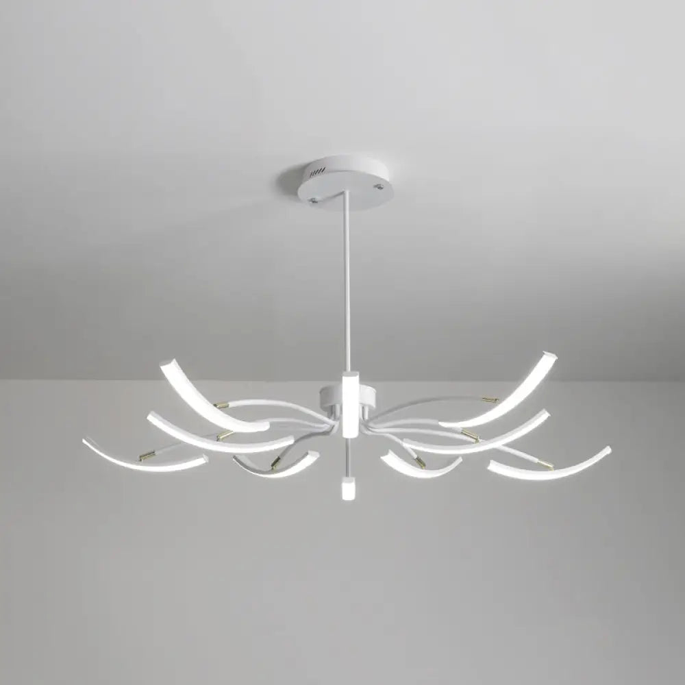 Minimalistic White Floral Chandelier LED Ceiling Light for Living Room