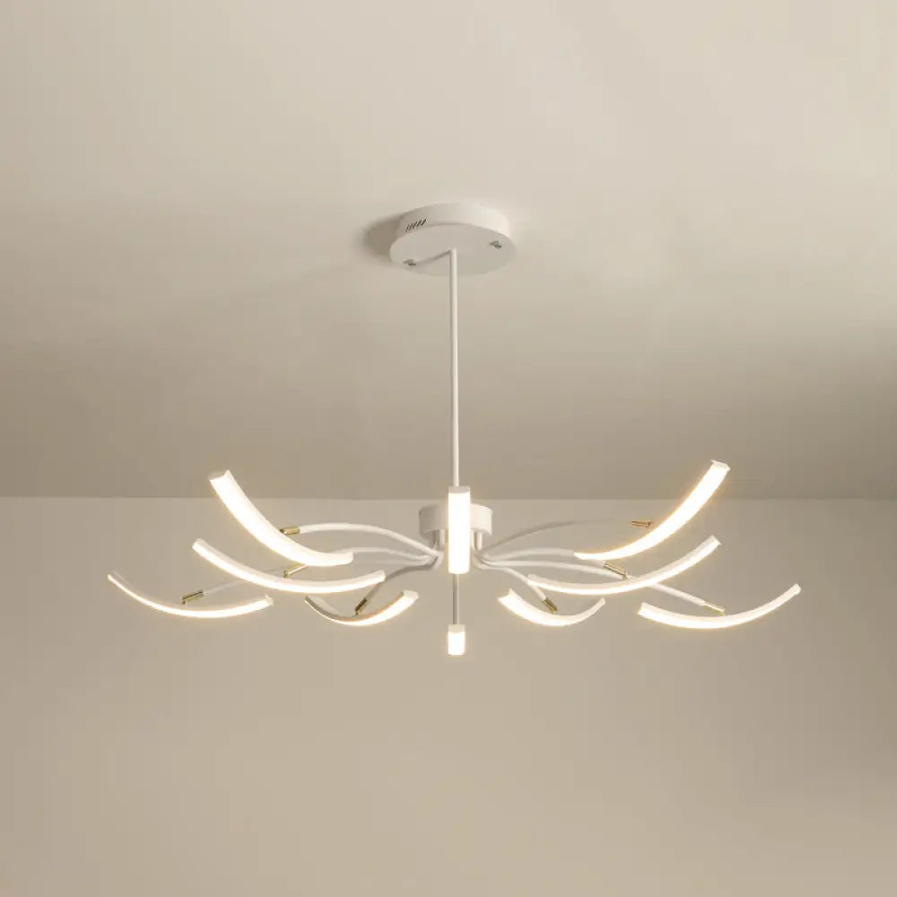 Minimalistic White Floral Chandelier LED Ceiling Light for Living Room