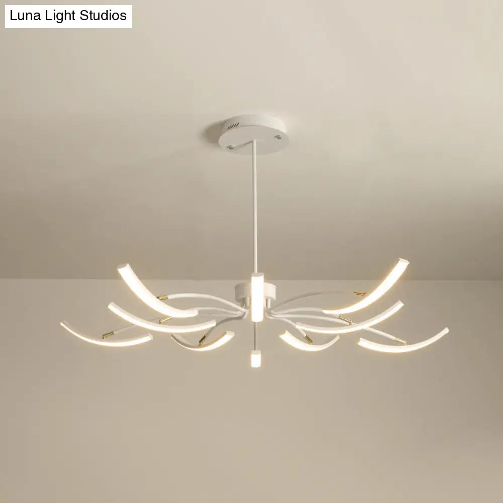 Minimalistic White Floral Chandelier LED Ceiling Light for Living Room