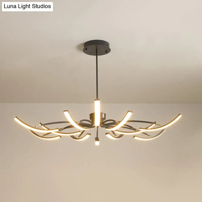 Minimalistic White Floral Chandelier LED Ceiling Light for Living Room