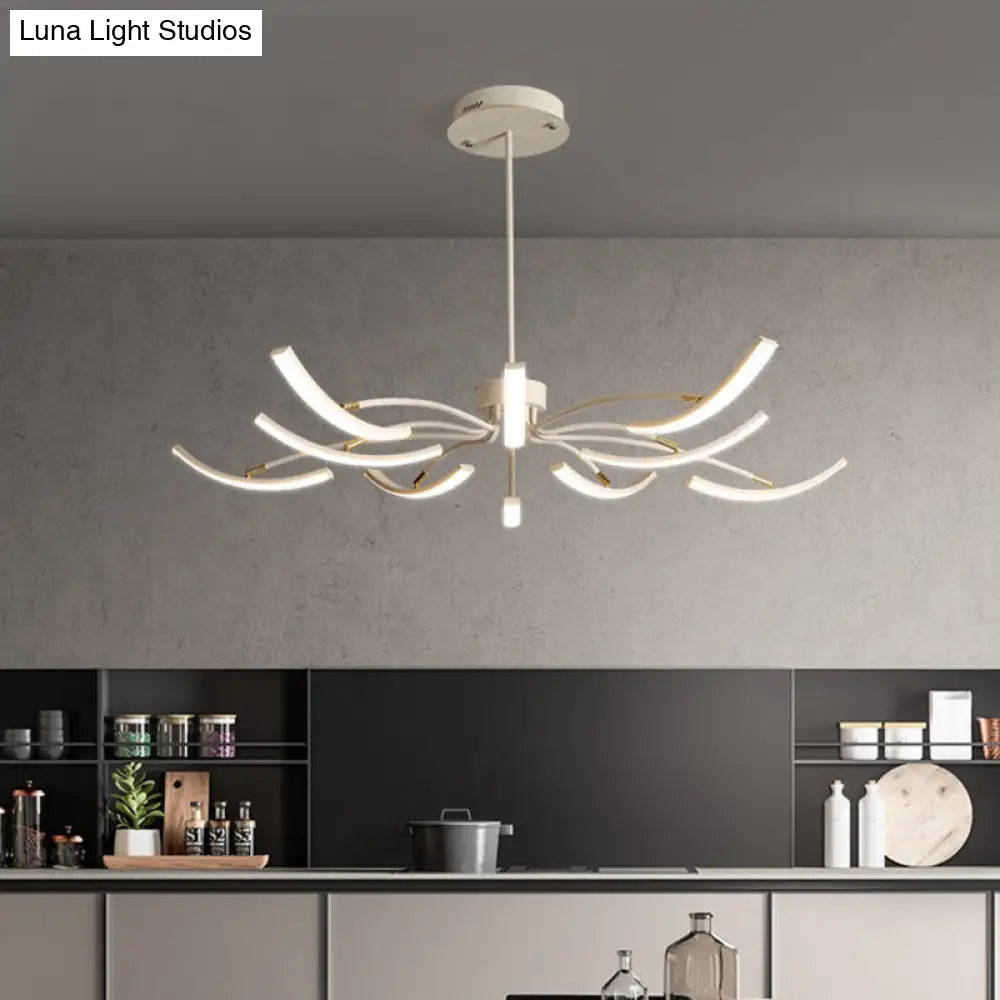 Minimalistic White Floral Chandelier LED Ceiling Light for Living Room