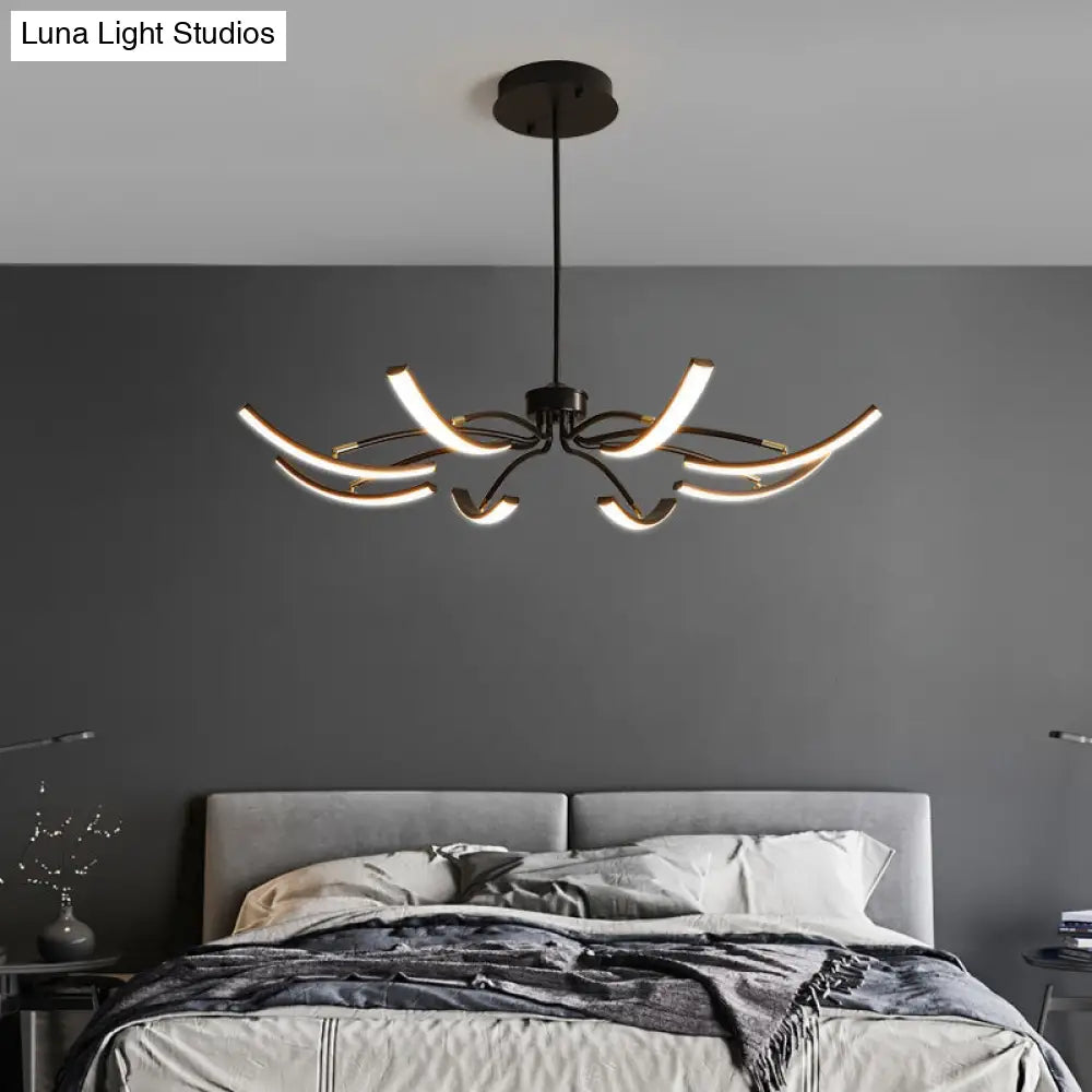 Minimalistic White Floral Chandelier LED Ceiling Light for Living Room