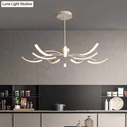 Minimalistic White Floral Chandelier LED Ceiling Light for Living Room