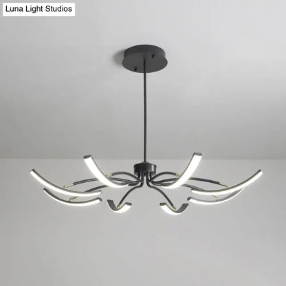 Minimalistic White Floral Chandelier LED Ceiling Light for Living Room