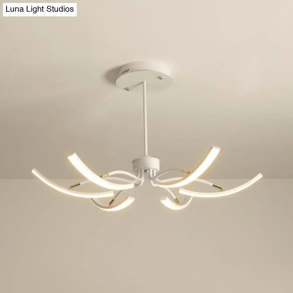 Minimalistic White Floral Chandelier LED Ceiling Light for Living Room