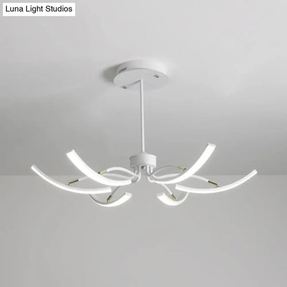 Minimalistic White Floral Chandelier LED Ceiling Light for Living Room