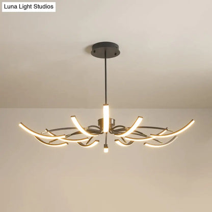 Minimalistic White Floral Chandelier LED Ceiling Light for Living Room