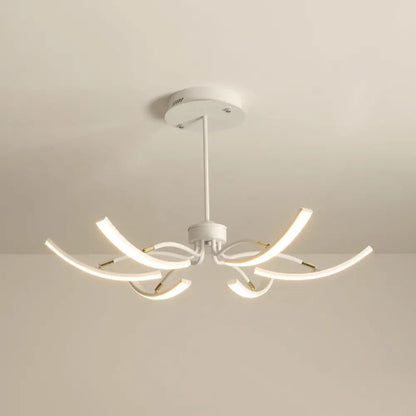 Minimalistic White Floral Chandelier LED Ceiling Light for Living Room