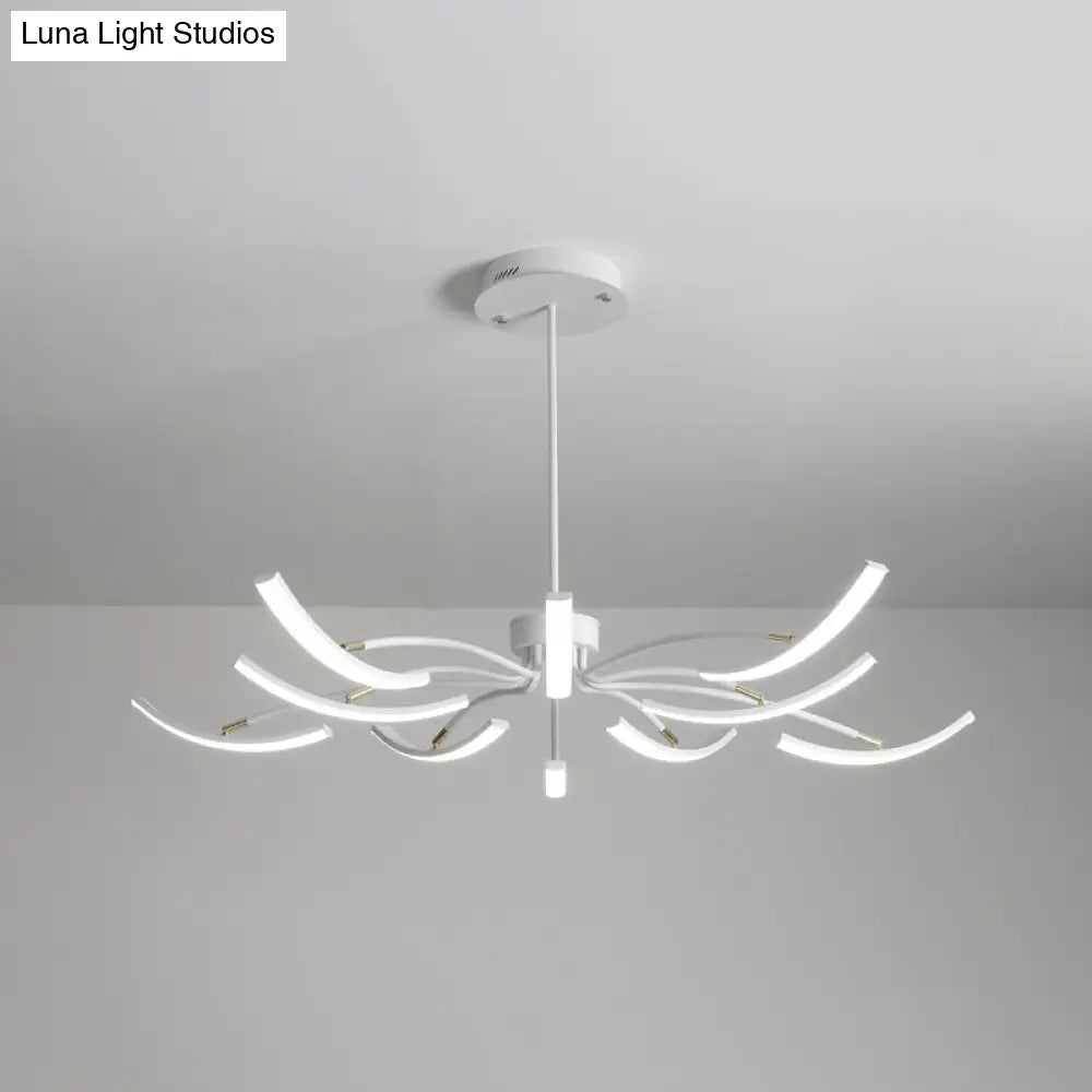 Minimalistic White Floral Chandelier LED Ceiling Light for Living Room