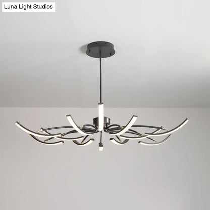 Minimalistic White Floral Chandelier LED Ceiling Light for Living Room